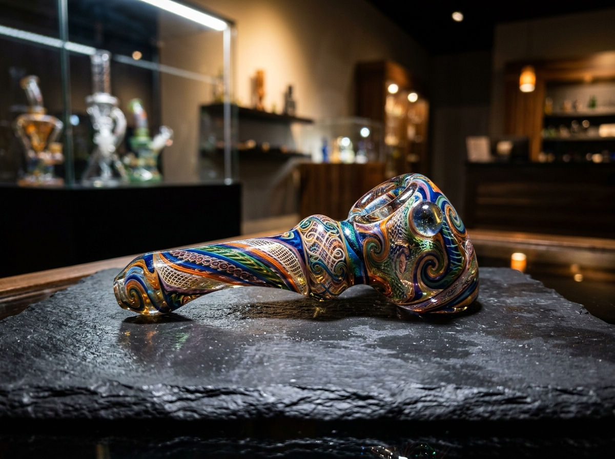 Vast custom glassware pieces and accessories display at Vape Tunnel